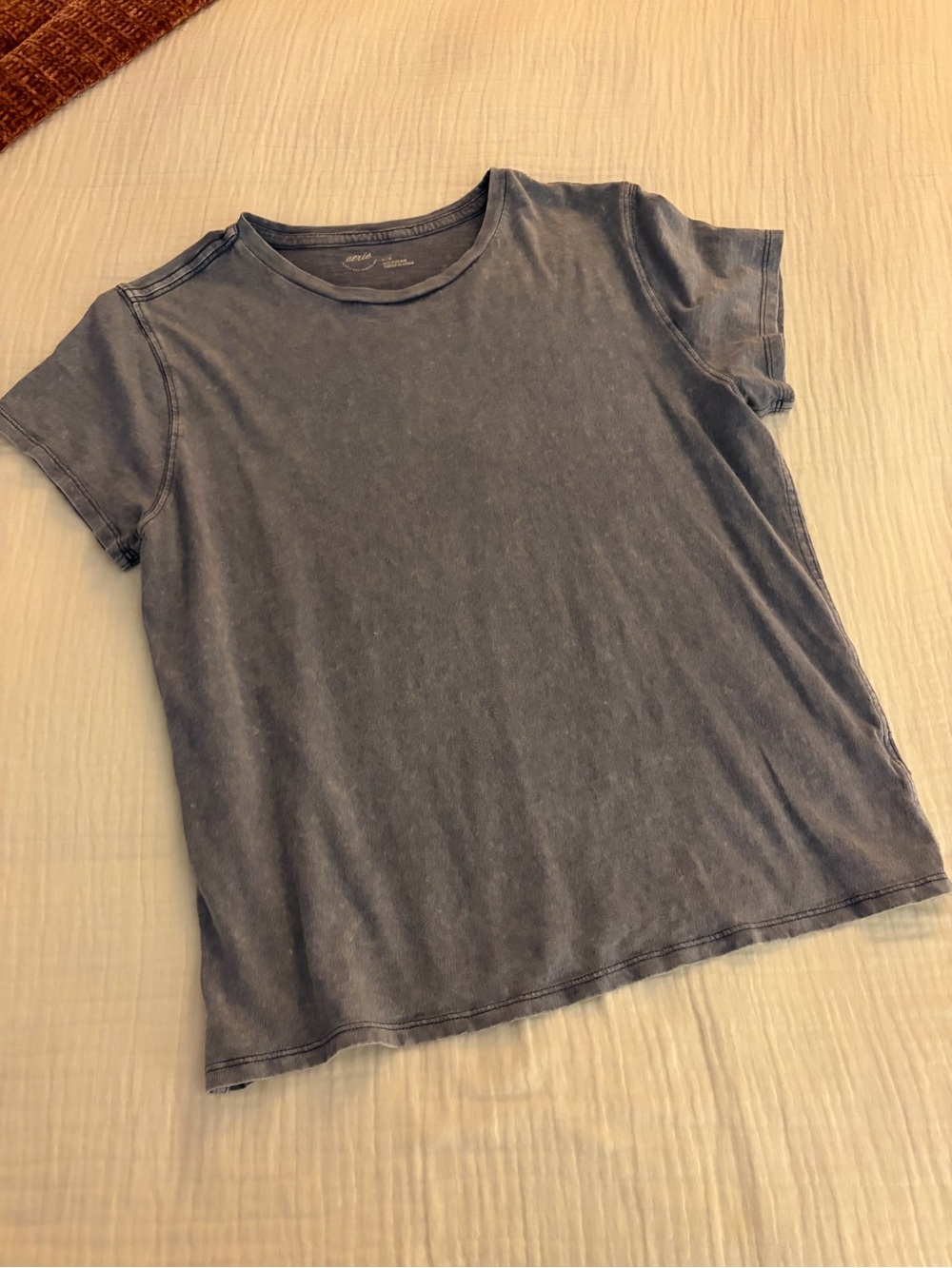 aerie Mineral Wash Short Sleeve Crew Tee in Slate grey